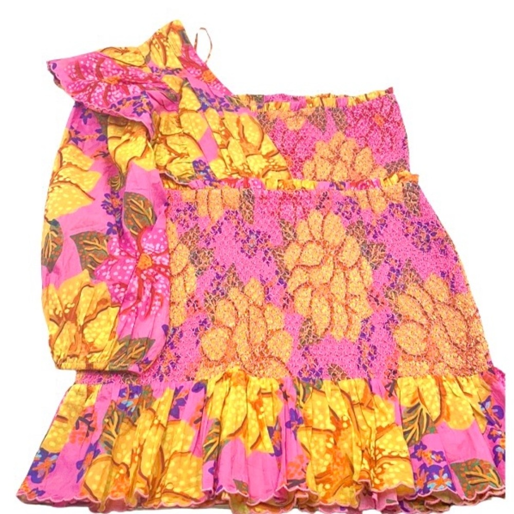 NWT Farm Rio Flowers Garden One Shoulder Mini Dress Size XL - Picture 4 of 15